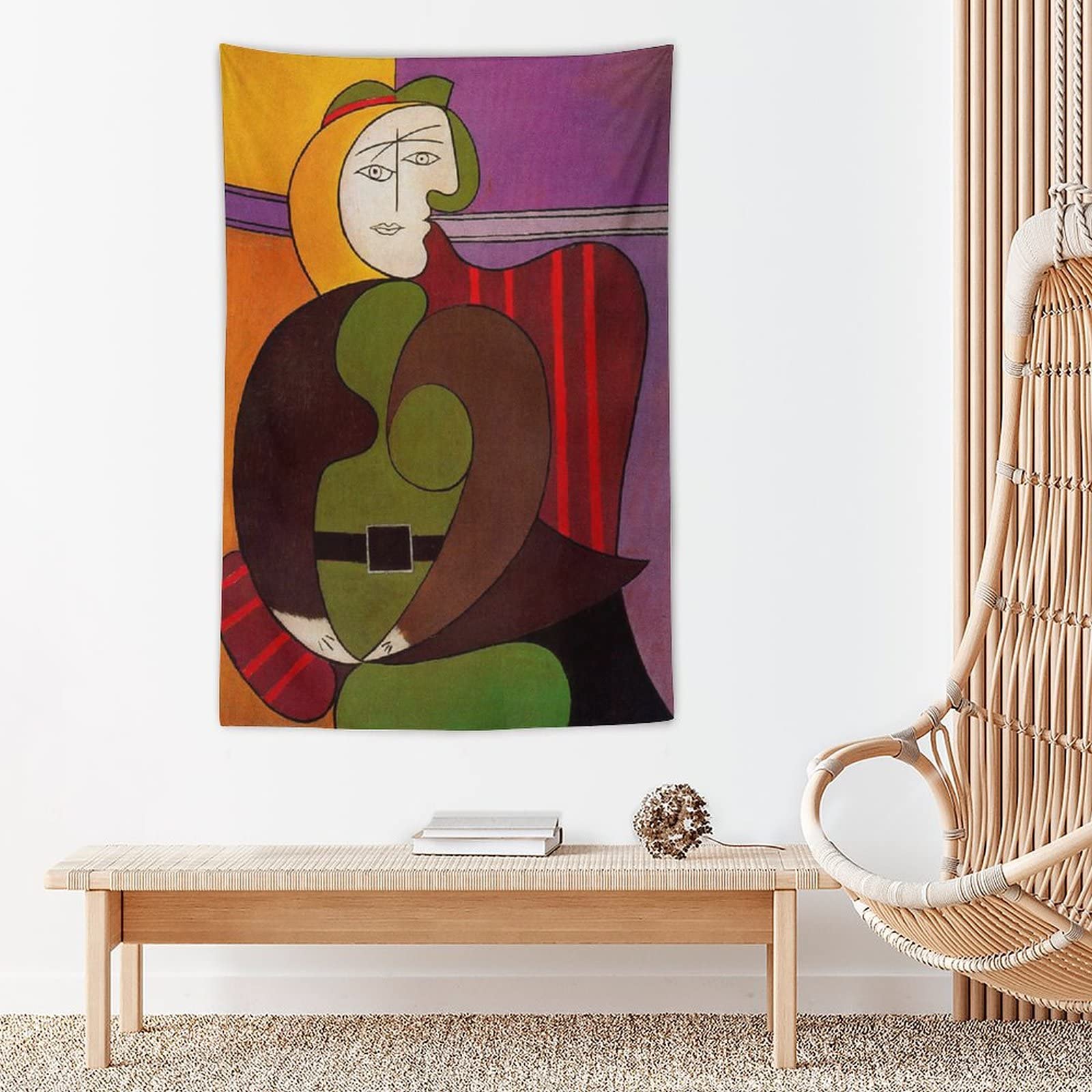 123×93 額絵　クロイヤー画　「デッキチェアに座るマリー」ゴールドフレーム Amazon.co.jp: Pablo Picassoパブロ・ピカソ画家の作品（赤い肘掛け